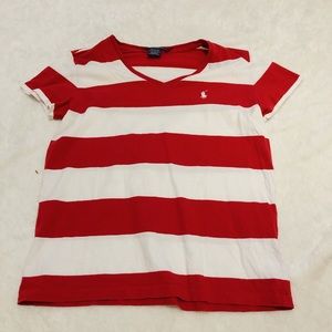 RALPH LAUREN red and white striped top